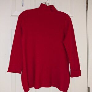 Tahari Red Mock Neck Tunic Sweater with Side Zipper Detail - Size S